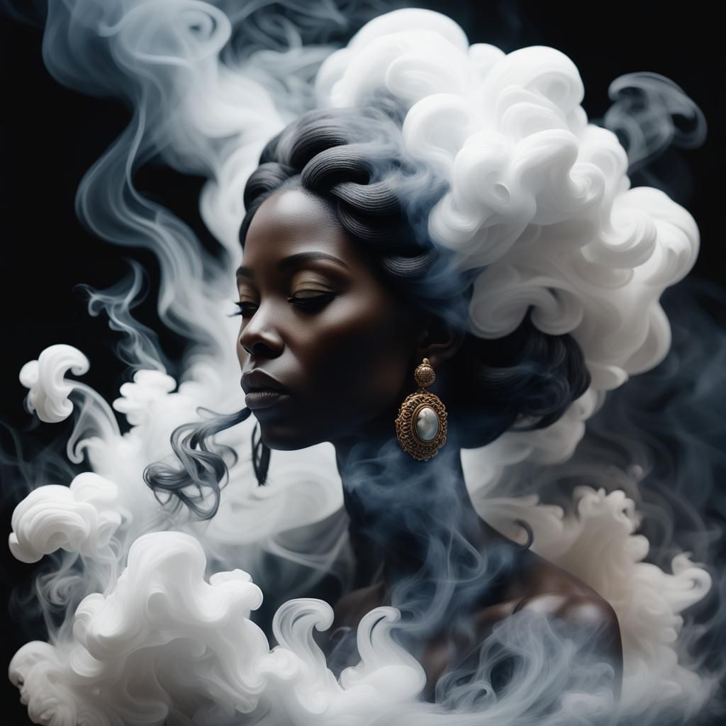 Smokey Sculpture of a Black Woman: Digital Painting