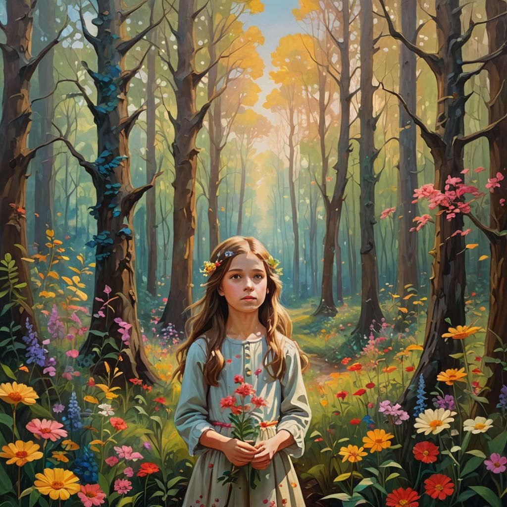Anastasia in Whimsical Forest Oil Painting