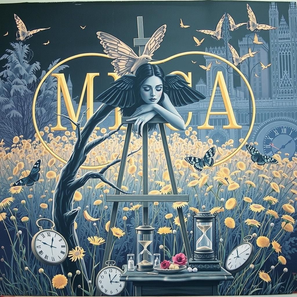 Angel of Mercy in Surreal Dreamscape with Aztec Deity