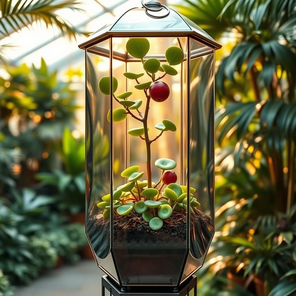 Succulent Blooms in an Art Nouveau Glass Planter