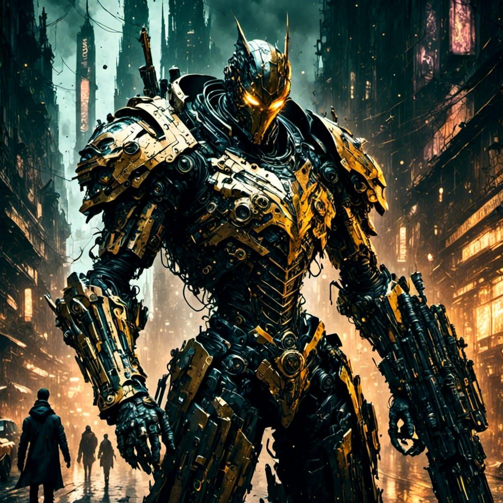 Noble Knight in Golden Armor with Blunderbuss