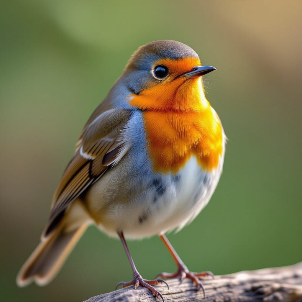 Proud Robin with Puffed Chest: Photorealistic Bird Portrait