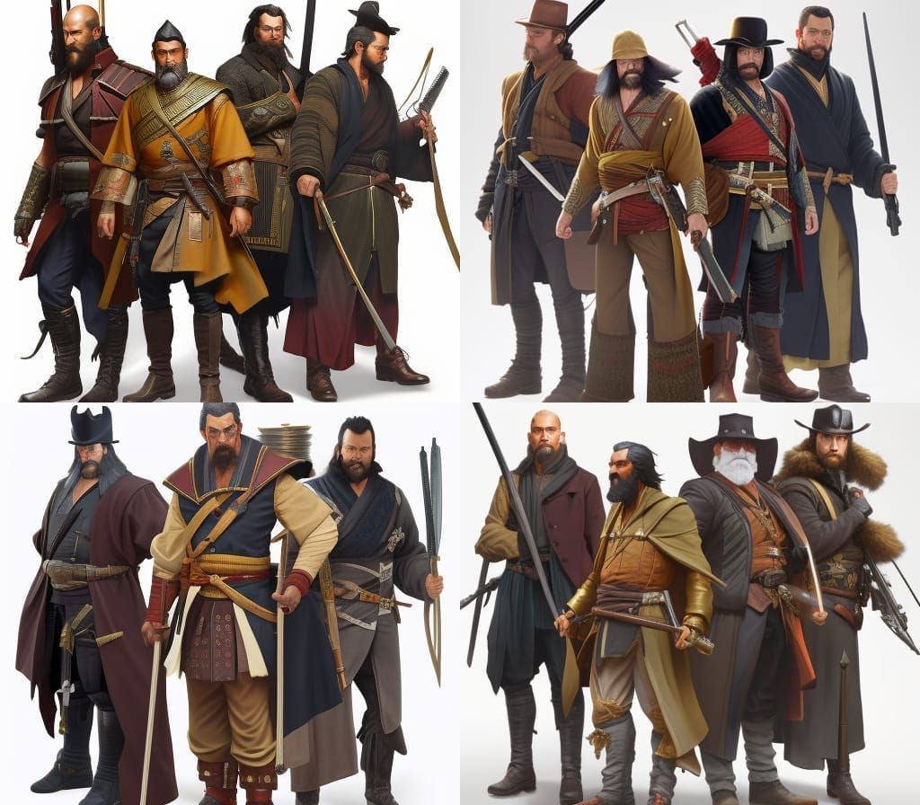 Victorian, Cowboy, Samurai, and Pirate Concept Art