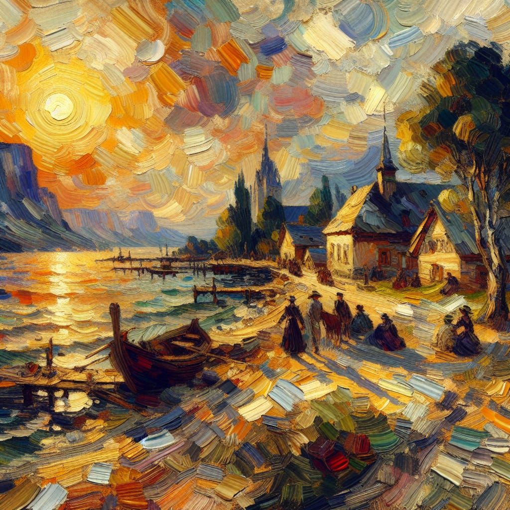 Impressionist Painting with Bold Brushstrokes and Watercolor