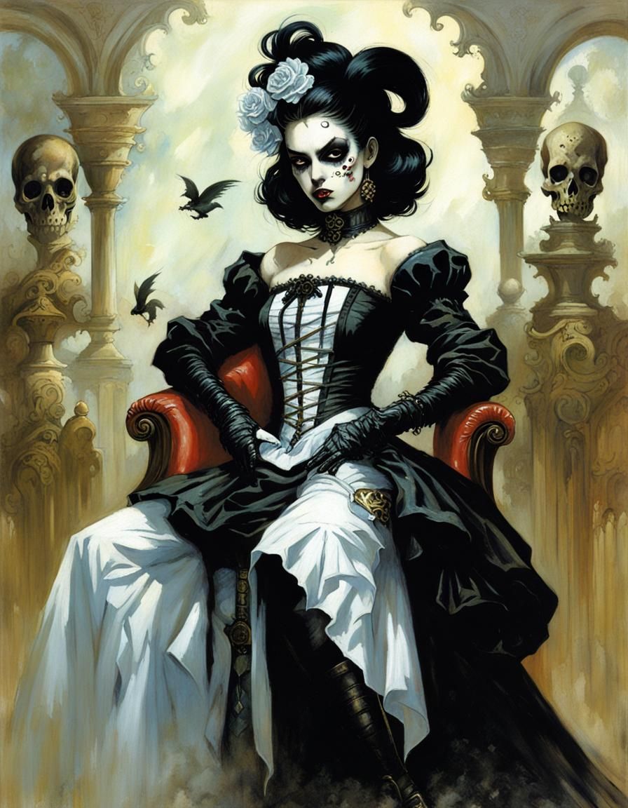 Latina Pinup with Horror and Anime Elements