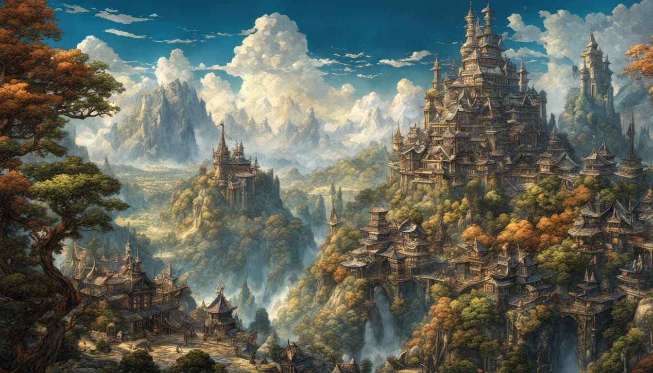 Fantasy World Landscape in Yoshida Style