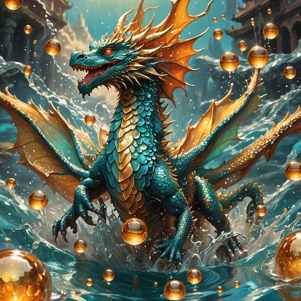 Pearlescent Dragon Emerges: Fantasy Splash Art