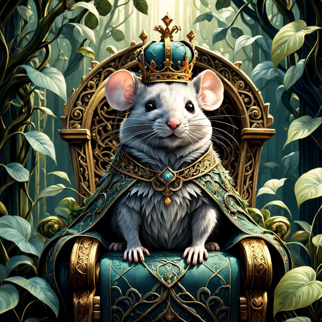 Regal Mouse King in Bioluminescent Jungle Kingdom