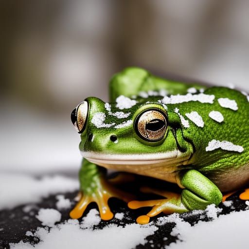 Frog in Snow: Professional Wildlife Photography