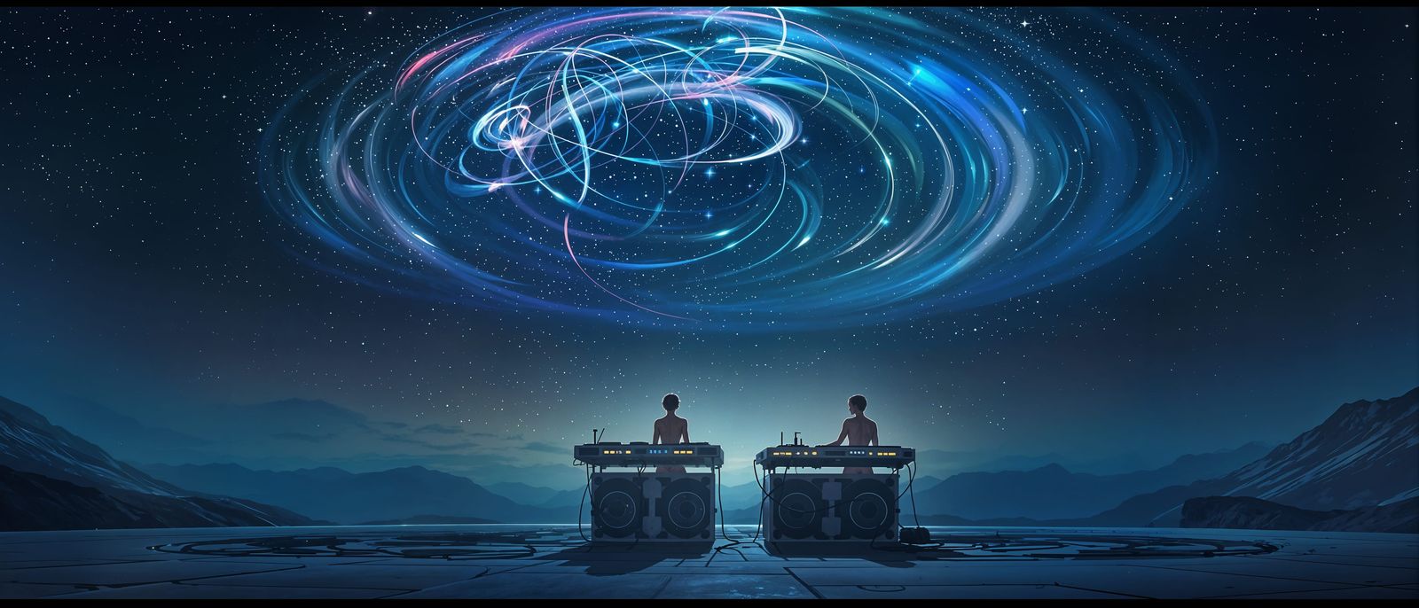 Cosmic Duet in Radiant Night