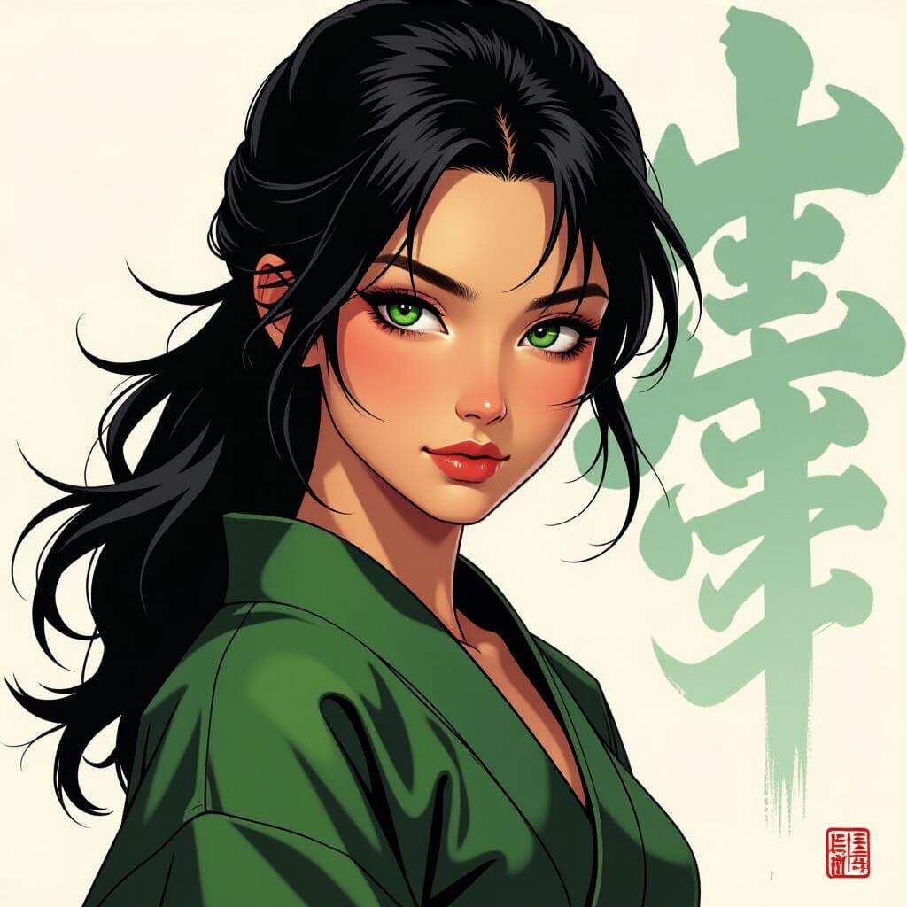 Minkai Woman Warrior in City Alleyway