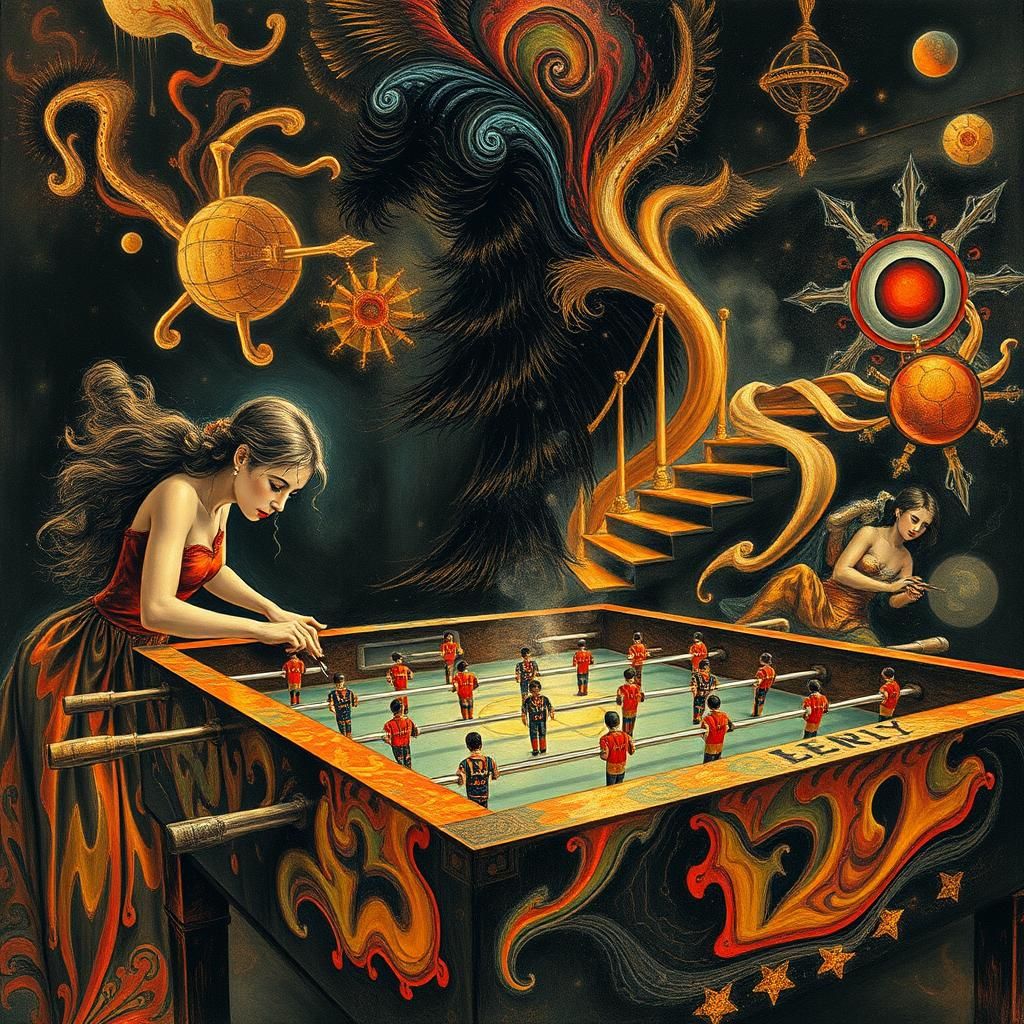 Foosball Table in Cubist Abstract Style