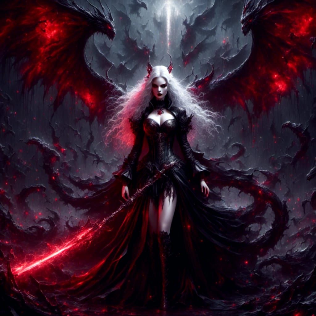 Vampire Princess releasing a magic storm, as she summons her servants from the underworld.