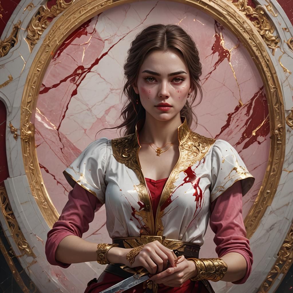 Woman with Golden Knife, Fantasy Concept Art