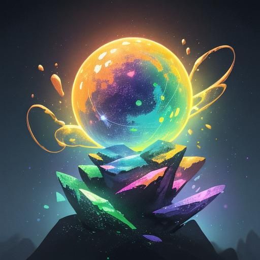 Iridescent RNA Strand in Vibrant 3D Art with Deep Blues and...