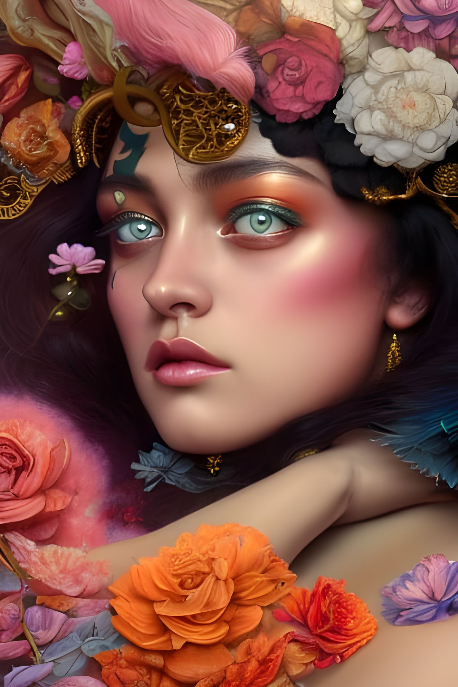 Gorgeous Biracial Goddess in Hyperdetailed Digital Art