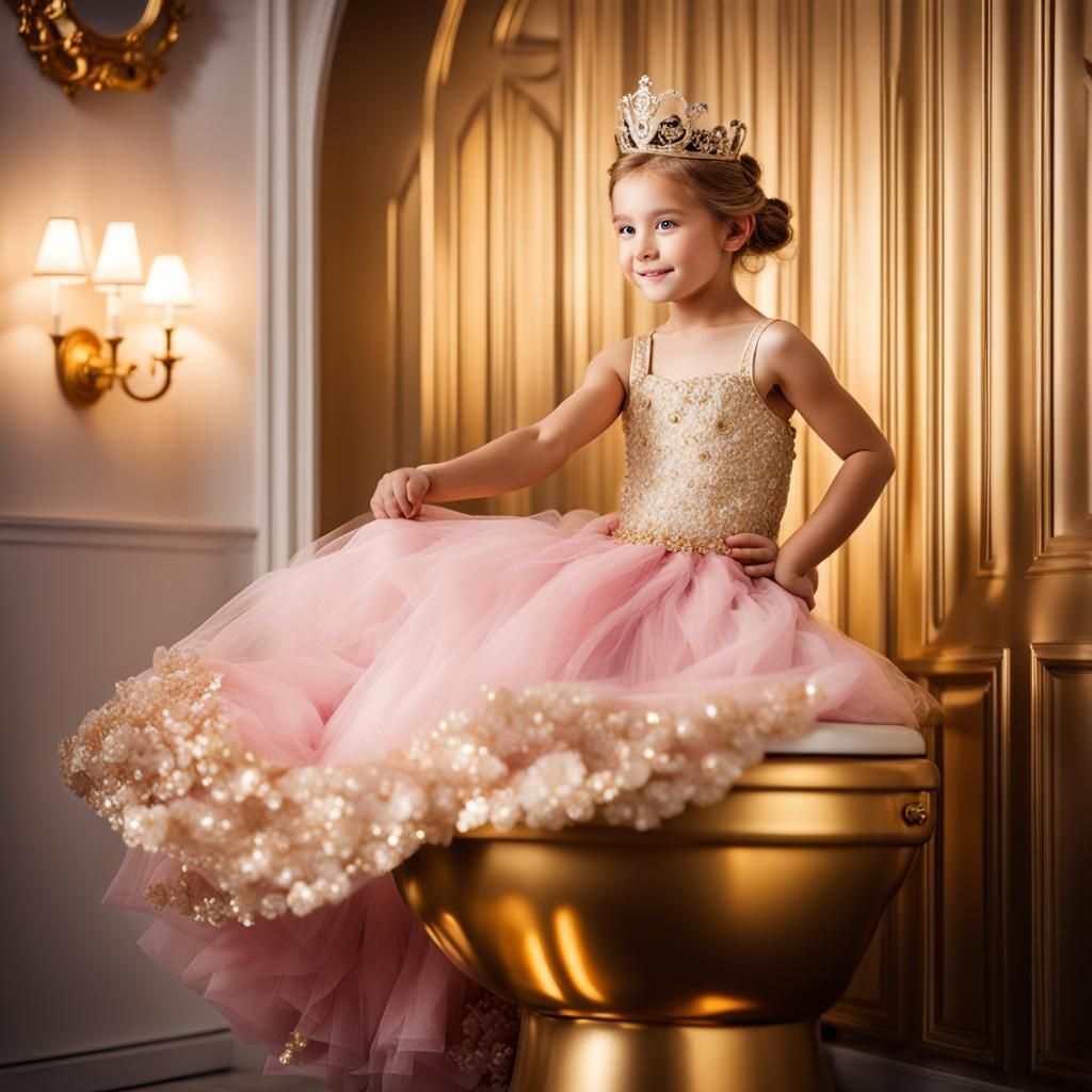 Princess Selfie on Golden Toilet, Professional Photography