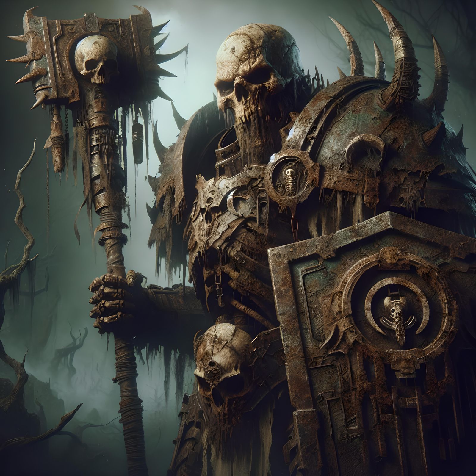 Haunting Orc Skeleton in Dark Fantasy Scene