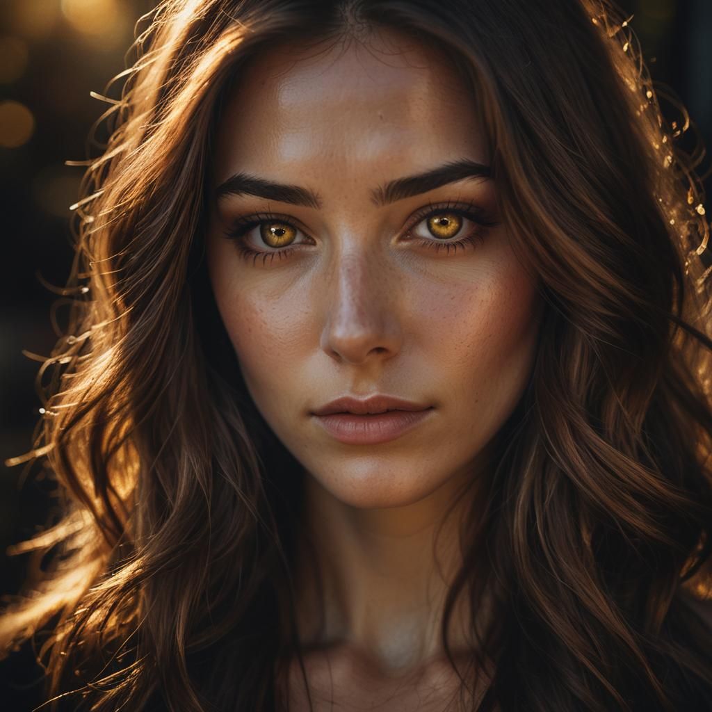 Golden-Eyed Woman: A Vibrant Digital Portrait
