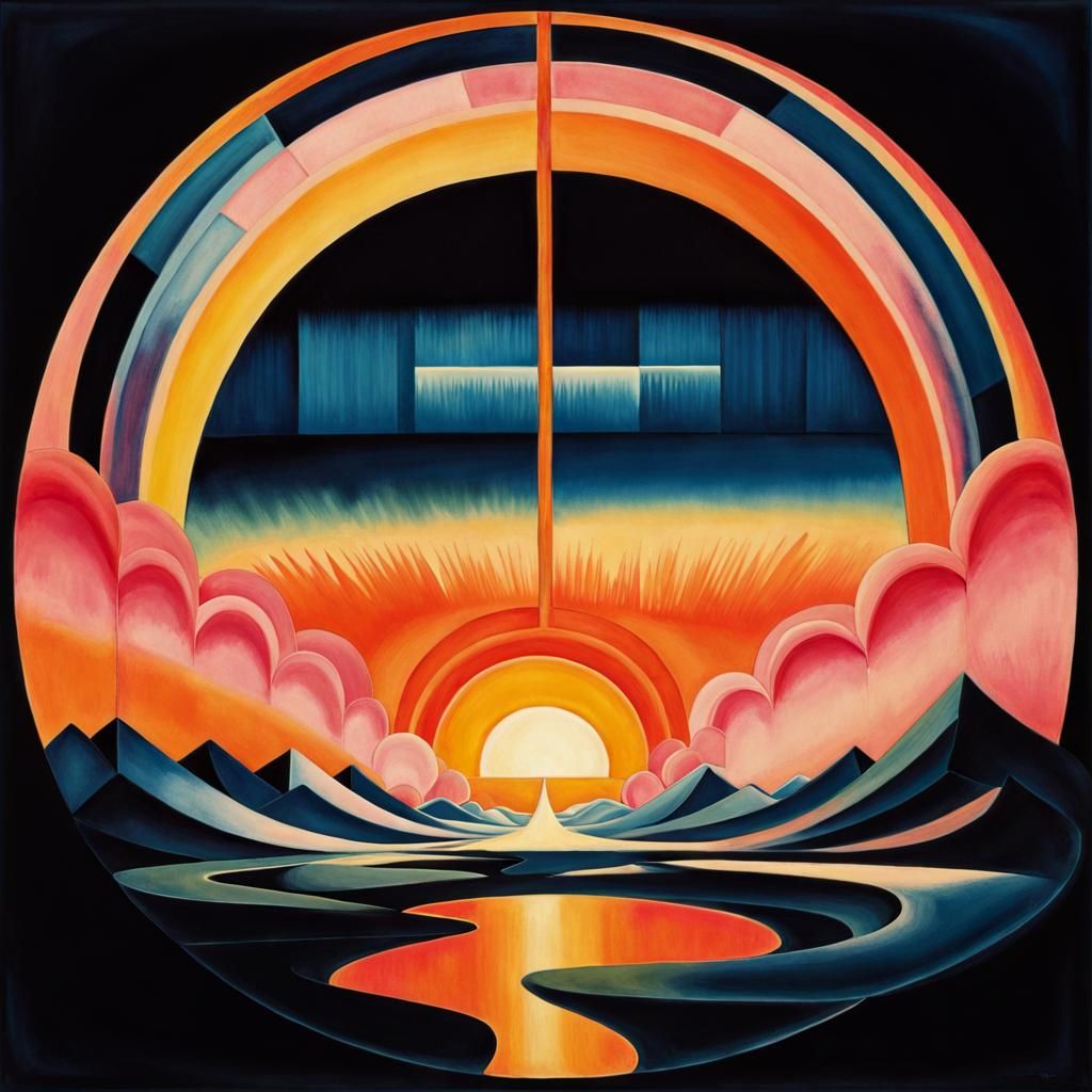 Psychedelic Aurora Over Earth in Art Deco Style