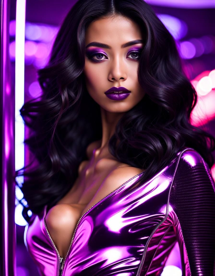 Stunning Indonesian Woman in Retrofuturistic Bodysuit