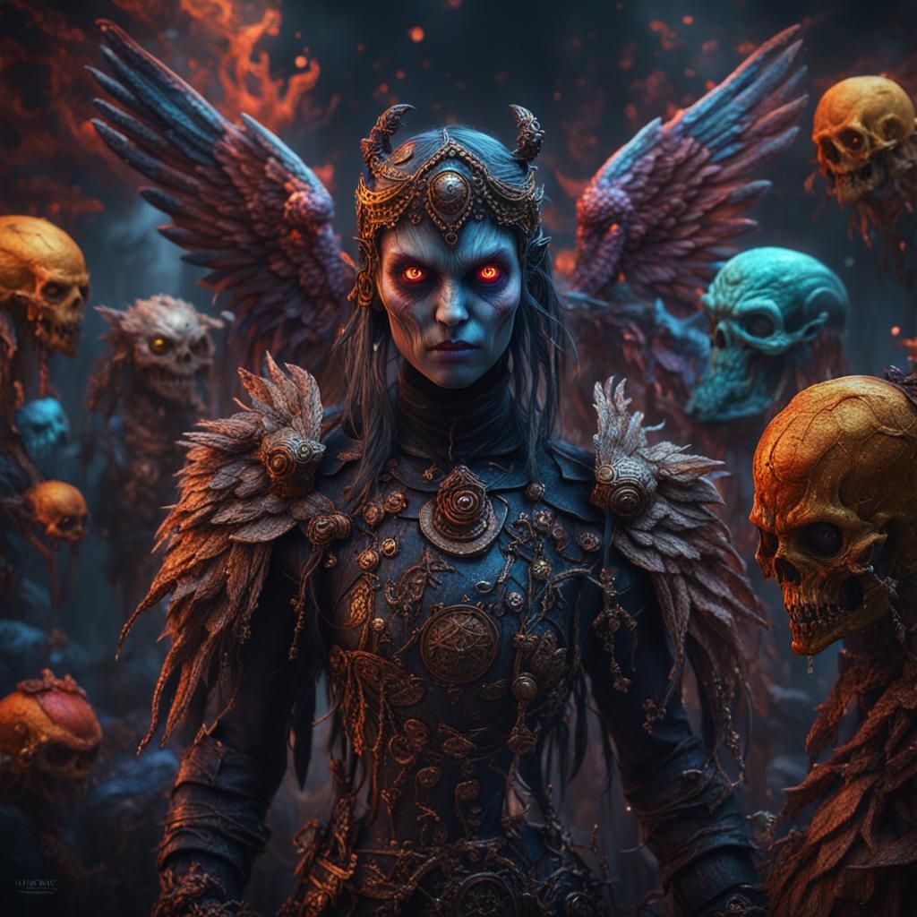 Vivid Colorful Creepy Characters with Metallic Accents