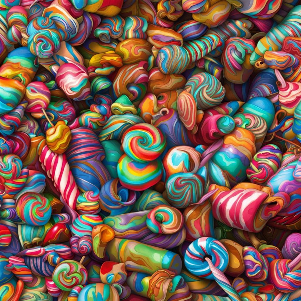 Vibrant Candy Shop in Golden Hour Jungle