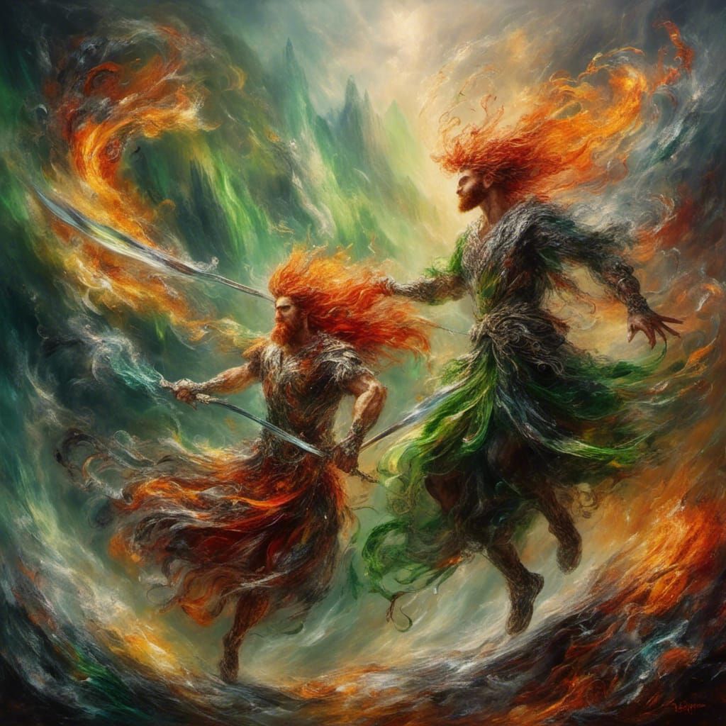 Highlanders with Claymores, Fauvist Oil Painting