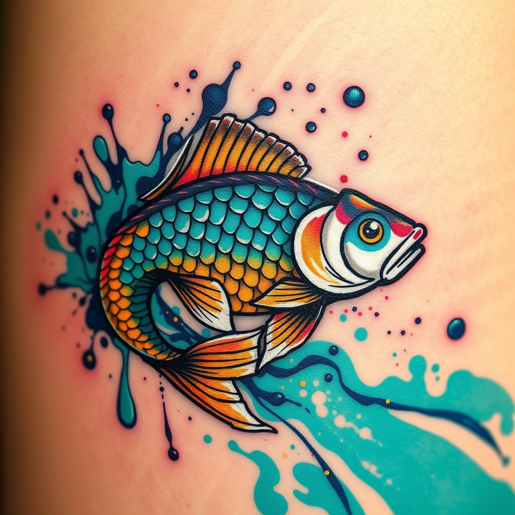 Vibrant Zodiac Tattoo in Dynamic Graffiti Style