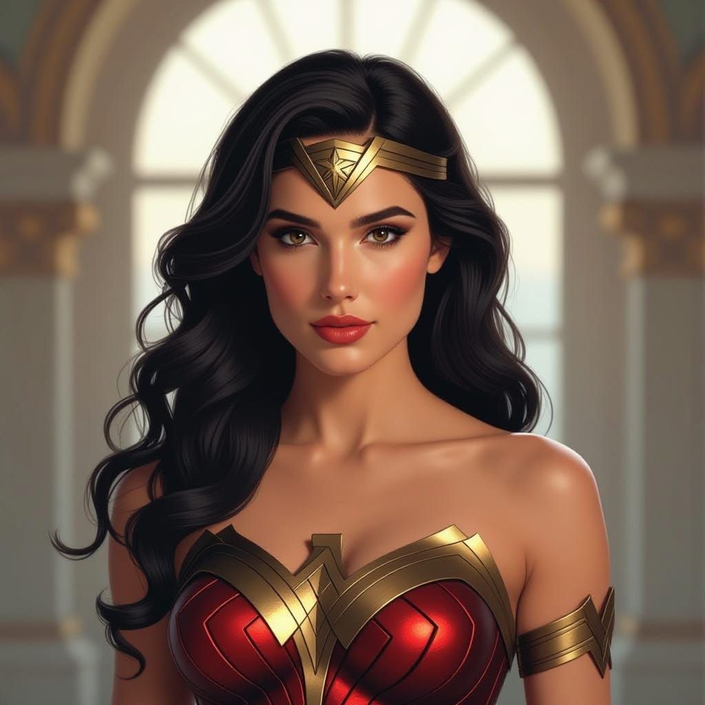 Wonder Woman Concept Art in Vibrant Triadic Colors