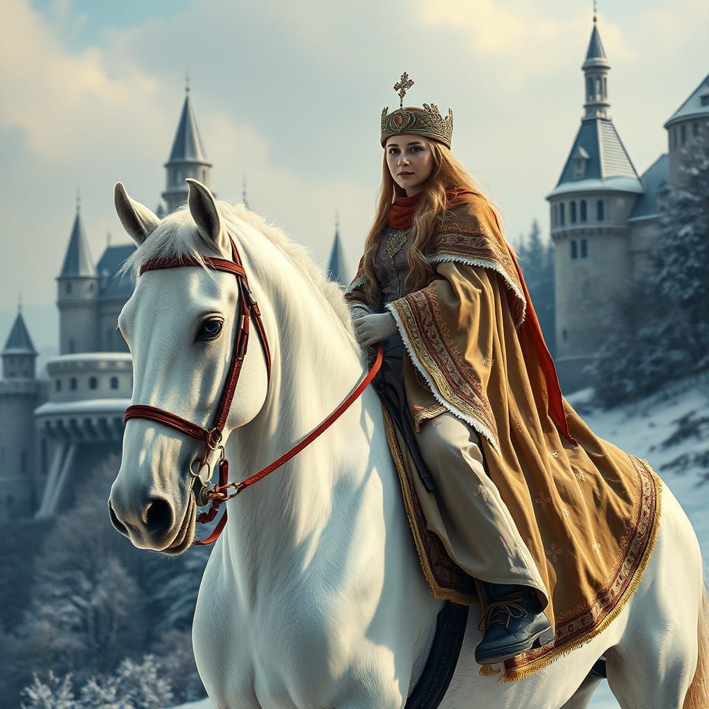 Ethereal Ice Princess on Majestic White Stallion