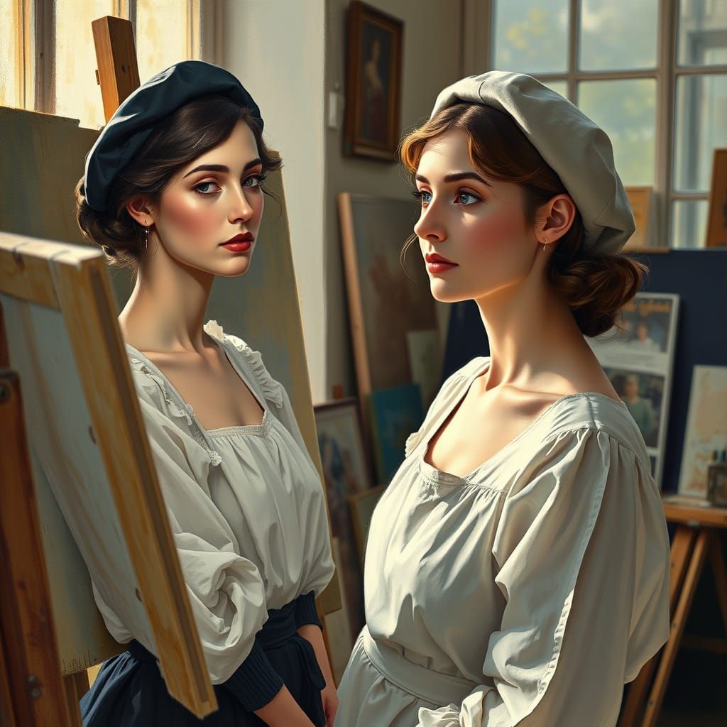 Artist Captures Elegant Portrait in Impressionist Style