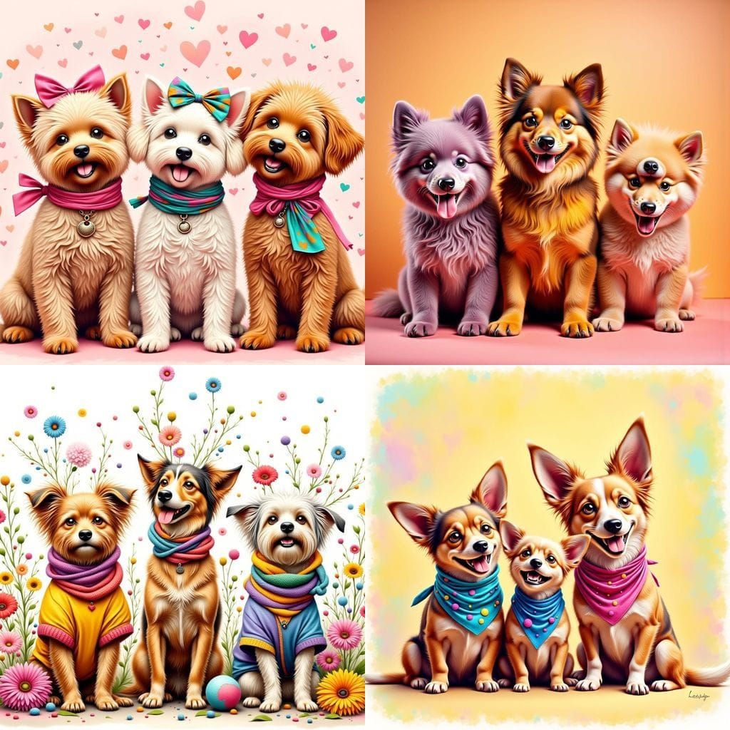 Cute Dogs as Ink Cartoon Models