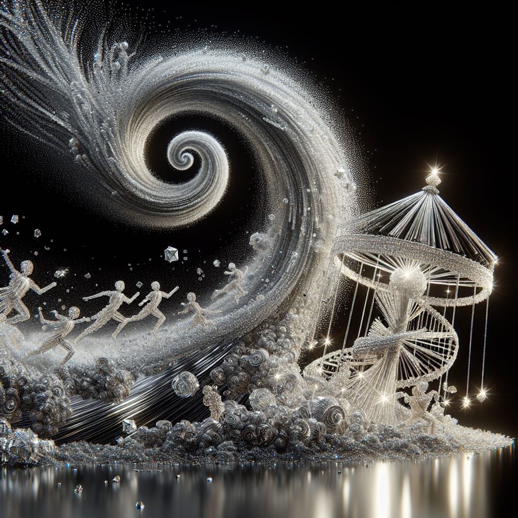 Crystalline Whirlwind with Dancing Figures, CGI VFX