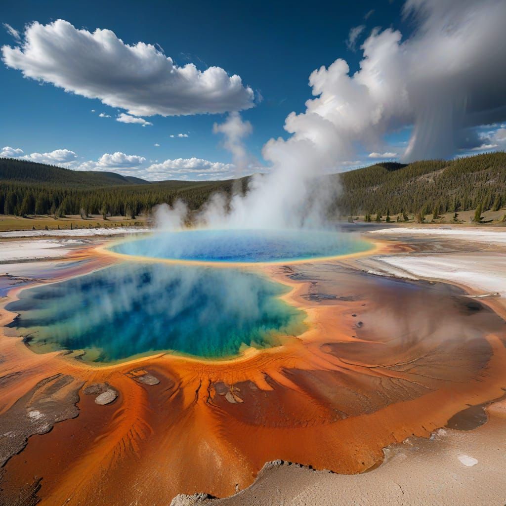 Double Rainbow Over Grand Prismatic Spring, Wyoming
