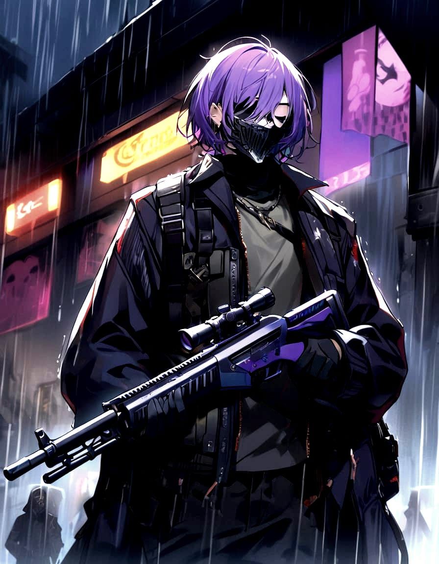 Gothic Visual Kei Hero Emerges from Rainy Night