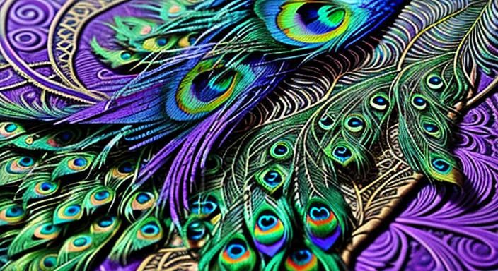 Gothic Zentangle: Peacock Feather with Leather and Lace