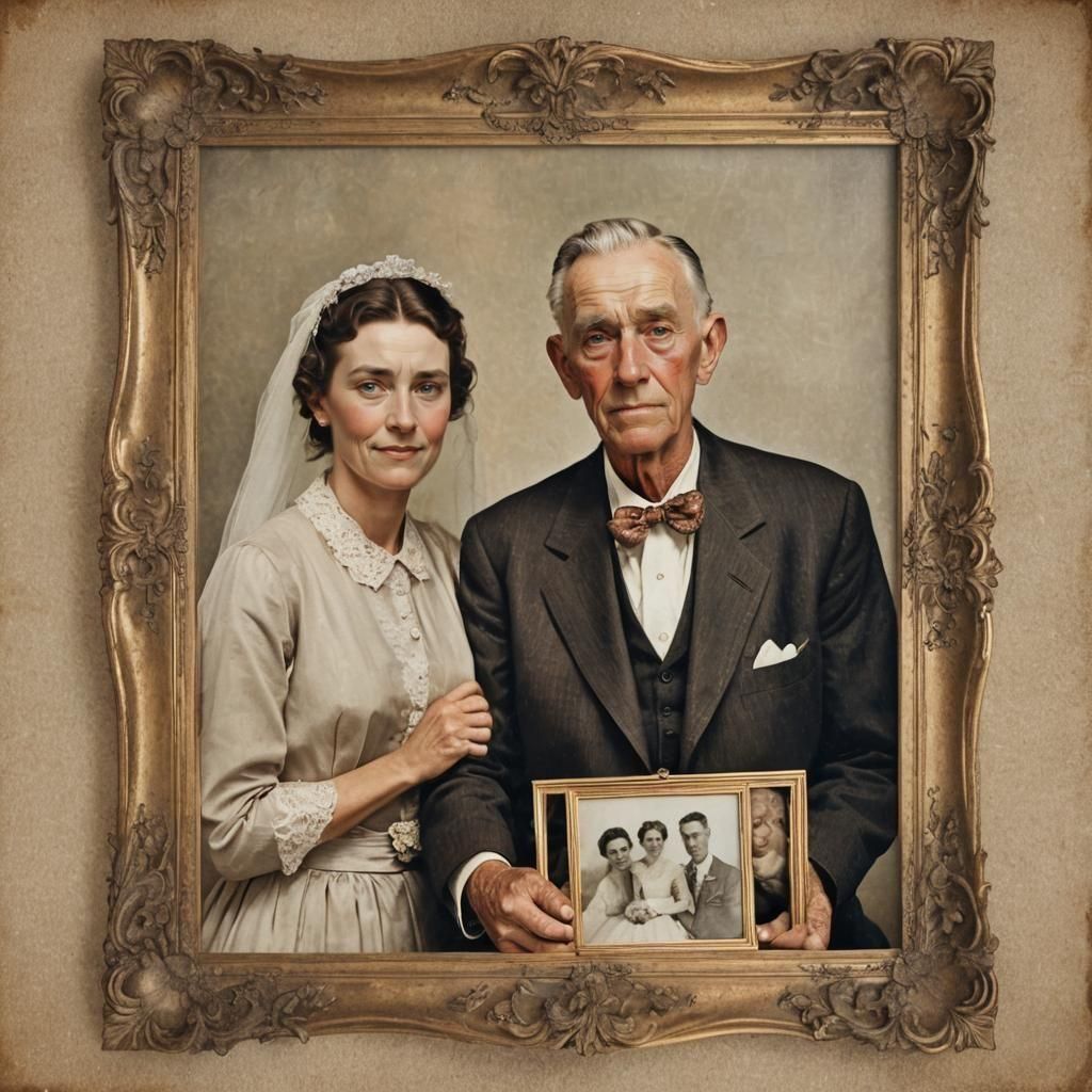 Vintage Wedding Photo in Norman Rockwell Style