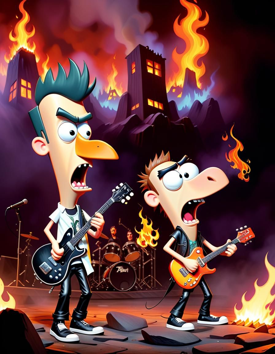 Phineas and Ferb as Metal Rock Band