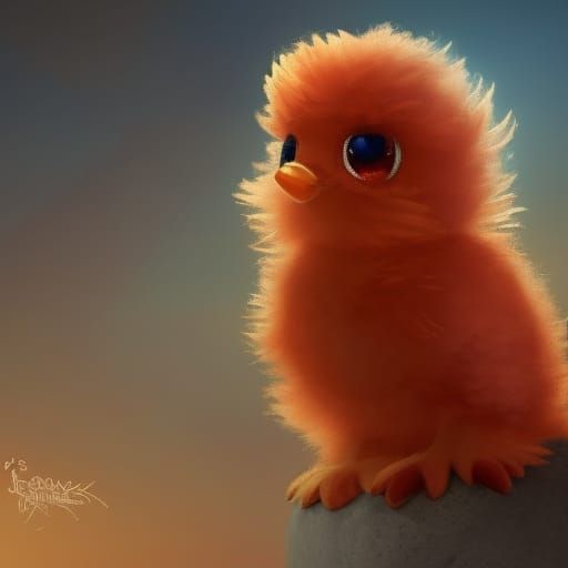 Cute Fluffy Baby Phoenix in Fantasycore Style