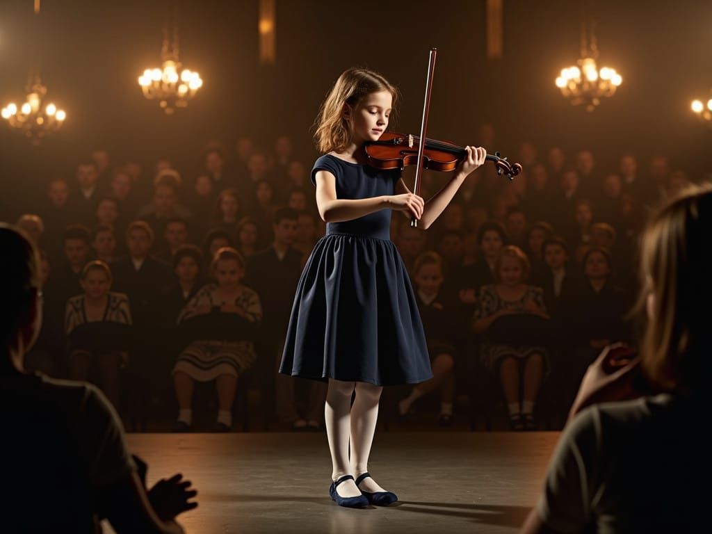 Elegant Violinist in Concert Hall