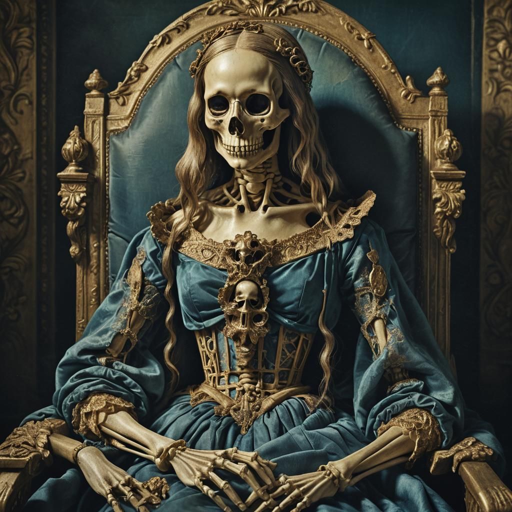 Undead Renaissance Portrait: Skeletal Mona Lisa