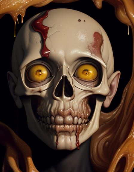 Surreal Oil Painting of a Grotesque Face in Macro