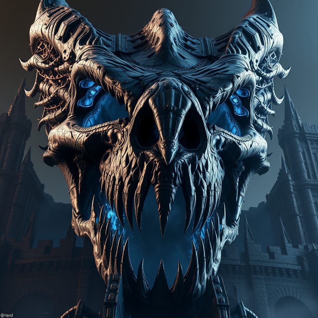 Dragon Skull Castle in Dark Fantasy Style