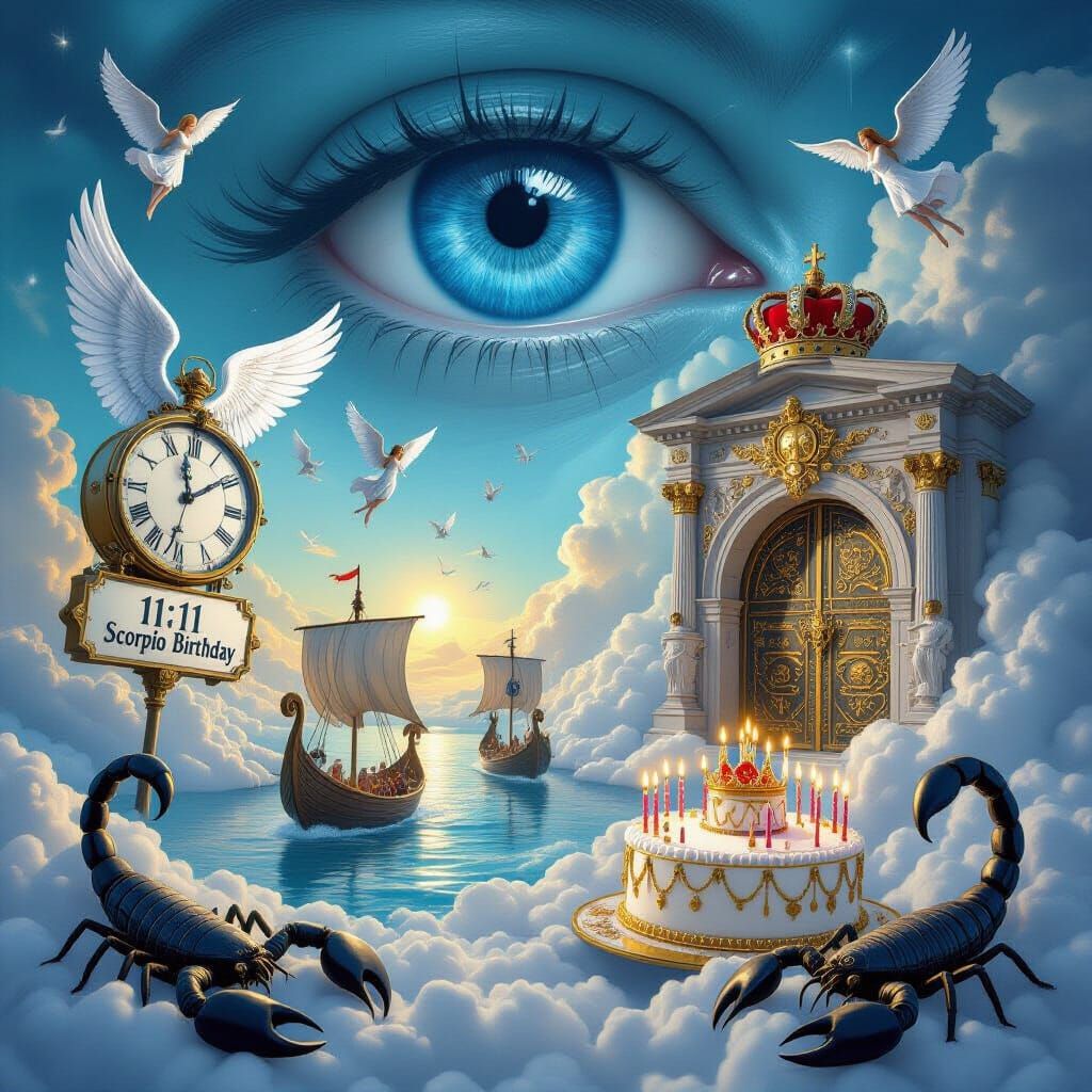 Surreal Dreamscape with Melting Clocks and Viking Ships