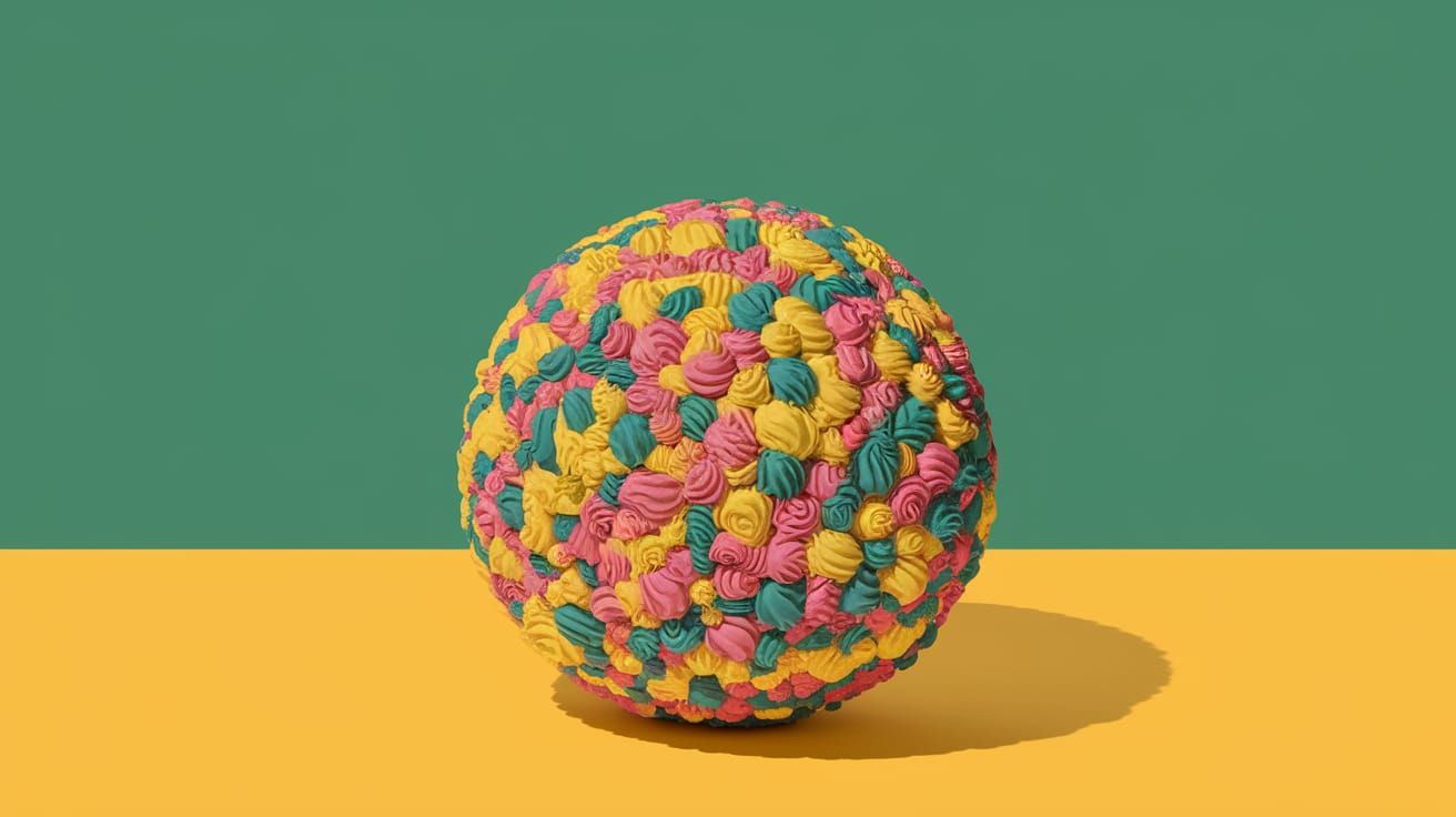 Abstract Cake Sphere in Fauvist Style