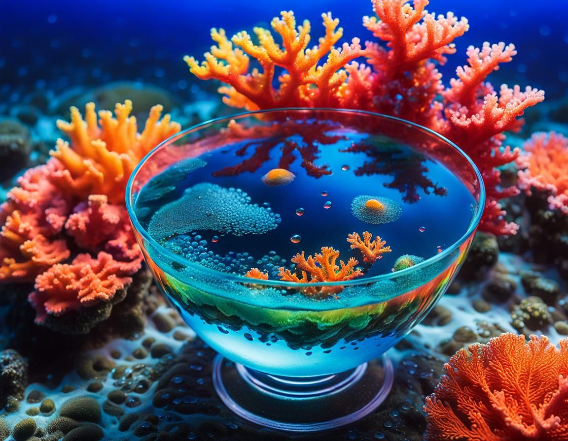 Surreal Ocean Cup Overflowing with Coral