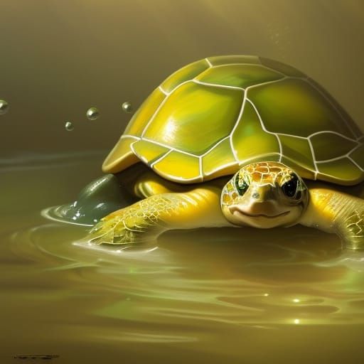 Yellow and Green Turtle Toy in Bathtub