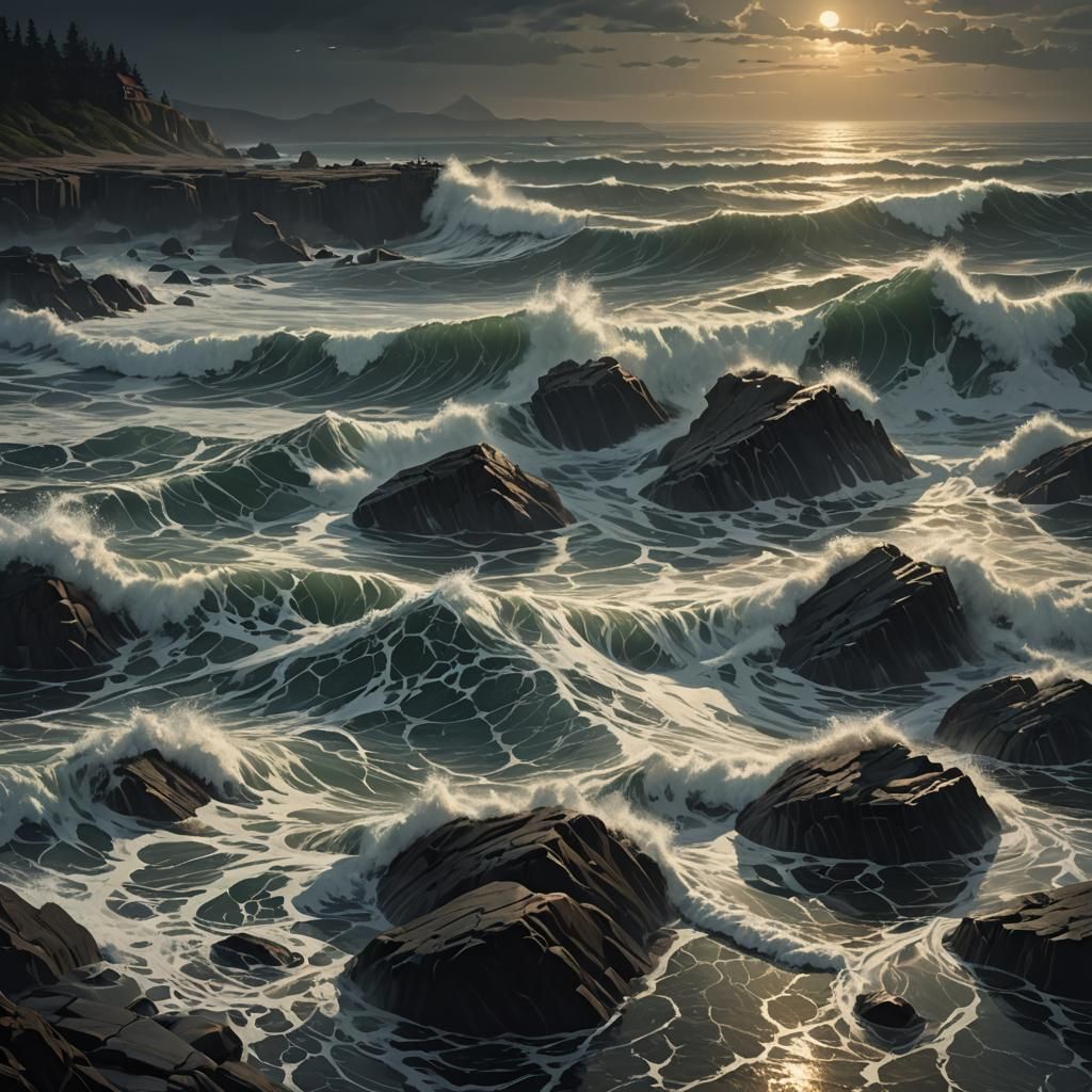 Dark Fantasy Waves: Hyperdetailed Seascape in Unreal Engine
