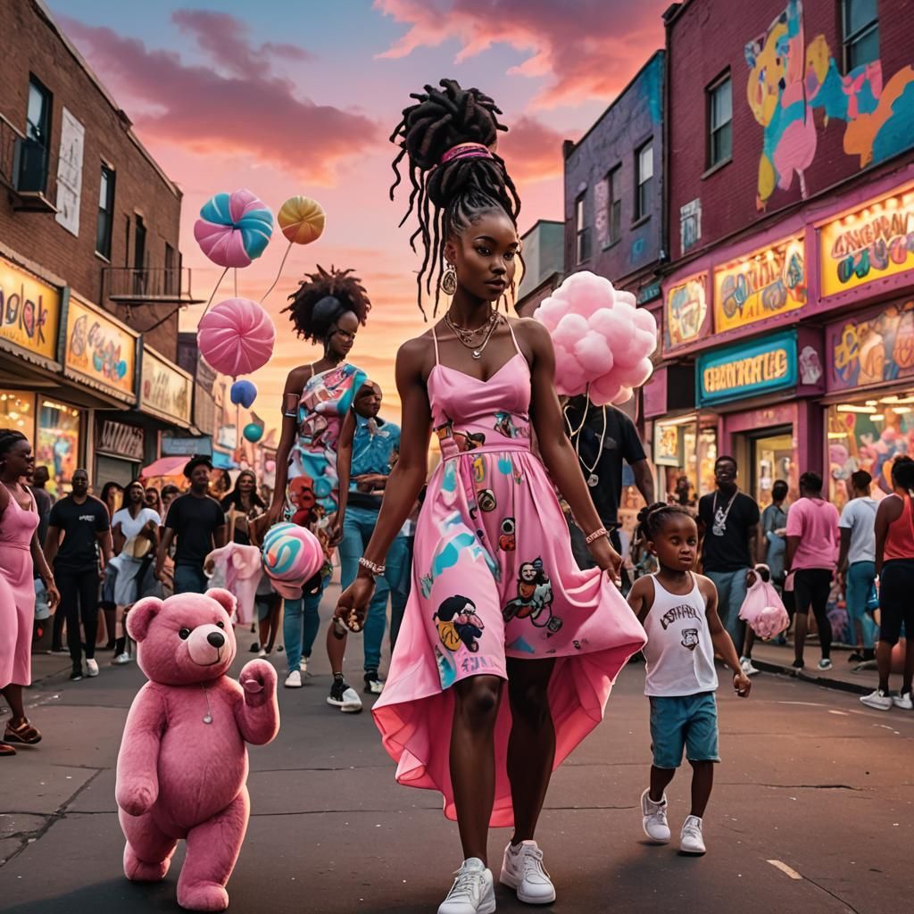Street Art: Black Couple at Carnival in Basquiat Style